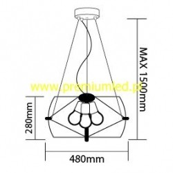Lampa LIDIA fI480*H1500mm 3xE27 G125 CHR Szkło + metal