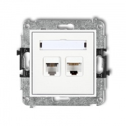 Karlik MINI Gniazdo telefoniczne pojedyncze + komp  kat. 5e biały połysk MGTK