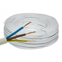Elektrokabel OMY 3x1,5 biały 1m okragły linka H03VV-F przewód mieszkaniowy 300/300V