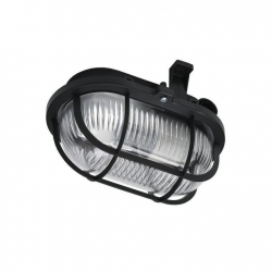 PAWBOL Oprawa kanałowa OWAL 60W E27 z siatką plastik IP44 czarna D.3151C