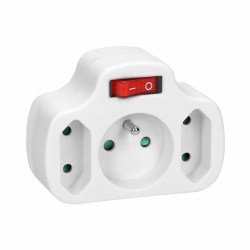 Orno Rozgałęźnik 1x2P+Z, 2x2P/II z włącznikiem, biały