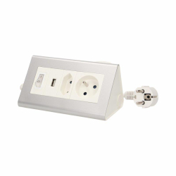 Orno Przedłużacz biurkowy z wyłącznikiem i ładowarką, 1x2P+Z, 1x2P/II, 1xUSB, przewód 1,5m 3x1mm