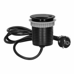 Orno Gniazdo meblowe 6cm wpuszczane w blat z pokrywką, ładowarką USB i przewodem 1,8m, 1x2P+Z, 1xUSB, czarne