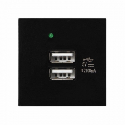 Orno NOEN USB x 2, podwójny port modułowy 45x45mm z ładowarką USB, 2,1A 5V DC, czarny