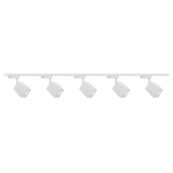 Zestaw 5x lampa OSCAR Track 3F biała z żarówką led gu10 PHILIPS 5W ciepła biała + szynoprzewód 2m kolor biały