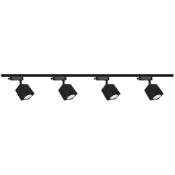 Zestaw 4x lampa OSCAR Track 3F czarna z żarówką led gu10 PHILIPS 5W ciepła biała + szynoprzewód 2m kolor czarny