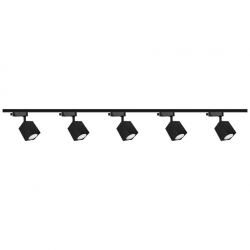 Zestaw 5x lampa OSCAR Track 3F czarna z żarówką led gu10 PHILIPS 5W ciepła biała + szynoprzewód 2m kolor czarny