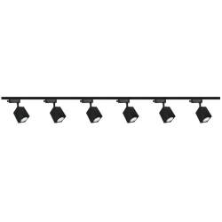 Zestaw 6x lampa OSCAR Track czarna z żarówką led gu10 PHILIPS 5W ciepła biała + szynoprzewód 2 x 2m kolor czarny
