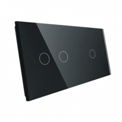 Livolo CZARNY PANEL SZKLANY 1+2 7012-62