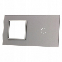 Livolo SREBRNY PANEL SZKLANY 1 + MIEJSCE NA GNIAZDO 701G-64