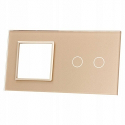 Livolo SZAMPAŃSKI METALIZOWANY PANEL SZKLANY 2 + MIEJSCE NA GNIAZDO 702G-63