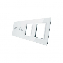 Livolo BIAŁY PANEL SZKLANY 2+2 + PODWÓJNE MIEJSCE NA GNIAZDO 7022GG-61