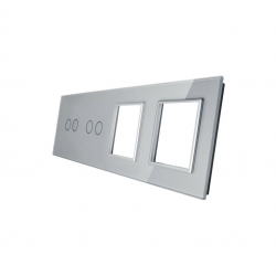 Livolo SREBRNY METALIZOWANY PANEL SZKLANY 2+2 + PODWÓJNE MIEJSCE NA GNIAZDO 7022GG-64