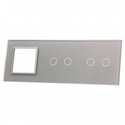 Livolo SREBRNY PANEL SZKLANY 2+2+ MIEJSCE NA GNIAZDO 7022G-64