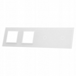 Livolo BIAŁY PANEL SZKLANY 1+1 + PODWÓJNE MIEJSCE NA GNIAZDO 7011GG-61
