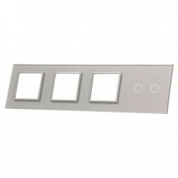 Livolo SREBRNY METALIZOWANY PANEL SZKLANY 2 + POTRÓJNE MIEJSCE NA GNIAZDO 702GGG-64