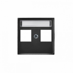OSPEL ARIA CZARNY METALIK Pokrywa gniazda podwójnego prosta typu Keystone PGPK-2U/33