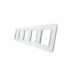 Livolo PIĘCIOKRTONA BIAŁA RAMKA SZKLANA 364 x 80mm GPF-5-61