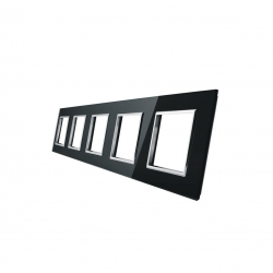 Livolo PIĘCIOKRTONA CZARNA RAMKA SZKLANA 364 x 80mm GPF-5-62