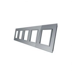 Livolo PIĘCIOKRTONA SREBRNA METALIZOWANA RAMKA SZKLANA 364 x 80mm GPF-5-64