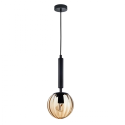 ITALUX RAVENA Lampa wisząca 1 x E27 czarna klosz bursztynowy