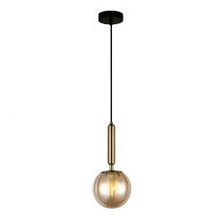 ITALUX RAVENA Lampa wisząca 1 x E27 mosiężna klosz bursztynowy