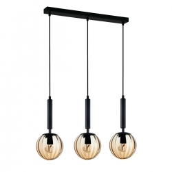 ITALUX RAVENA Lampa wisząca 3 x E27 czarna klosze bursztynowe