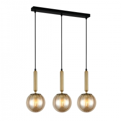 ITALUX RAVENA Lampa wisząca 3 x E27 mosiężna klosz bursztynowy