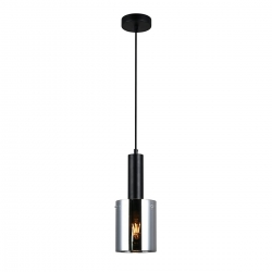 ITALUX SARDO Lampa 1 x E27 czarna klosz dymiony