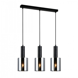 ITALUX SARDO Lampa wisząca 3 x E27 czarna klosze dymione