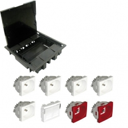 EFAPEL FLOOR BOX puszka podłogowa do podłóg technicznych 5x gniazdo 230V z/u + 2x gniazdo DATA z/u + 2x gniazdo RJ45 kat. 6 UTP nieekranowane