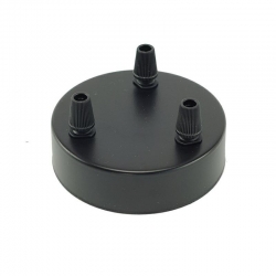 Maskownica do sufitu 80x25mm potrójna czarna do kabla w oplocie i lamp podsufitka