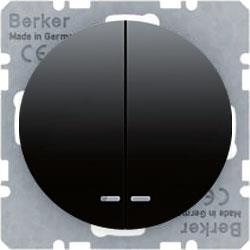 HAGER POLO Berker R.1/R.3 łącznik podśw. świecznik. czarny 533035+16272045+167504