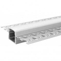 Profil MiniLUX LINE-8 3m srebrny +Klosz mleczny klik (profil wpuszczany ze skrzydełkami do zagipsowania) do taśmy led 8mm