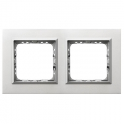 OSPEL SONATA Ramka podwójna aluminium i srebrna ramka 4mm R-2RAC/35/38