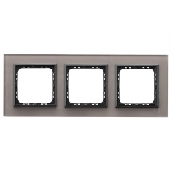 OSPEL SONATA Ramka potrójna szare szkło i czarna ramka 4mm R-3RGC/41/25