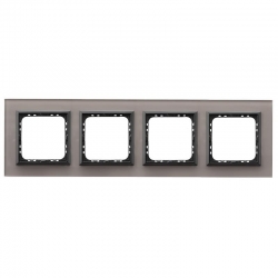 OSPEL SONATA Ramka poczwórna szare szkło i czarna ramka 4mm R-4RGC/41/25