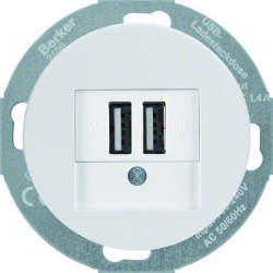 HAGER POLO Berker R.classic Gniazdo USB ładowania 230V biały 26002089