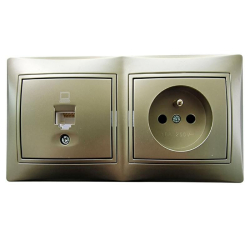 Kanlux DOMO szampański zestaw gniazd gniazdo RJ45 kat. 5e, gniazdo zu  w ramce podwójnej
