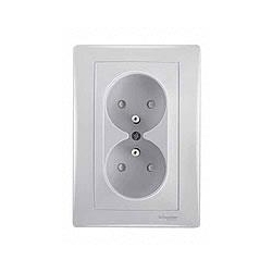 SCHNEIDER ELECTRIC Sedna Gniazdo podwójne z/u 16A aluminium SDN2800660