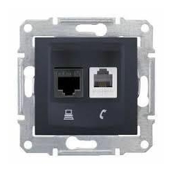 SCHNEIDER ELECTRIC SEDNA Gniazdo teleinformatyczne RJ11 RJ45 kat.5e UTP grafit SDN5100170