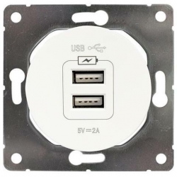 Premiumlux PREMIUMLINE gniazdo USB białe podwójne 2,1A ładowania OVA1028W