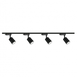 Zestaw 4x lampa SIENA ALU Track 3F czarna z żarówką led gu10 PHILIPS 5W ciepła biała + szynoprzewód 2m kolor czarny