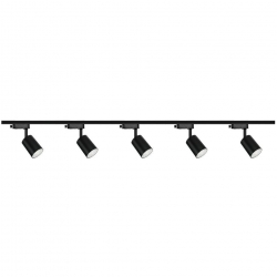 Zestaw 5x lampa SIENA ALU Track czarna z żarówką led gu10 PHILIPS 5W ciepła biała + szynoprzewód 2 x 2m kolor czarny
