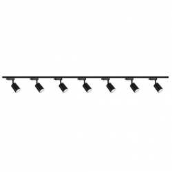 Zestaw 7x lampa SIENA ALU Track 3F czarna z żarówką led gu10 PHILIPS 5W ciepła biała + szynoprzewód 2 x 2m kolor czarny