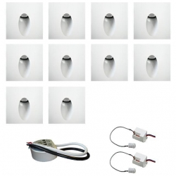Zest 10 x oprawa schodowa STEPI biała ciepła +zasilacz 20W 12V DC+ 2 czujniki 12V DC
