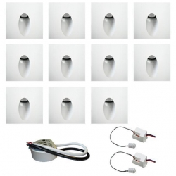 Zest 11 x oprawa schodowa STEPI biała ciepła +zasilacz 20W 12V DC+ 2 czujniki 12V DC