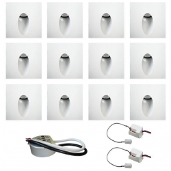 Zest 12 x oprawa schodowa STEPI biała ciepła +zasilacz 20W 12V DC+ 2 czujniki 12V DC