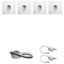Zest 4 x oprawa schodowa STEPI biała ciepła +zasilacz 20W 12V DC+ 2 czujniki 12V DC
