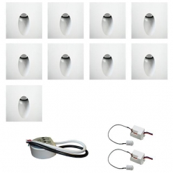 Zestaw 9 x oprawa schodowa STEPI biała ciepła + zasilacz LED 12V DC+ 2 czujniki ruchu 230V